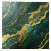 Green Marble Pattern with Gold