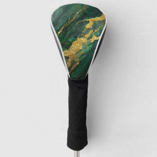 Green Marble Pattern with Gold Golf Head Cover