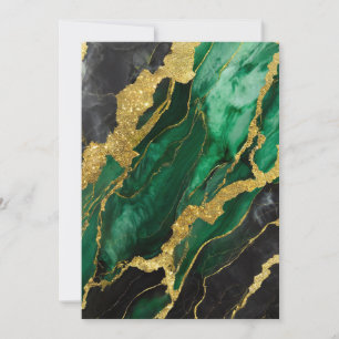 Green Marble Pattern with Gold Invitation
