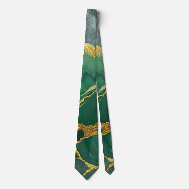 Green Marble Pattern with Gold Neck Tie (Front)