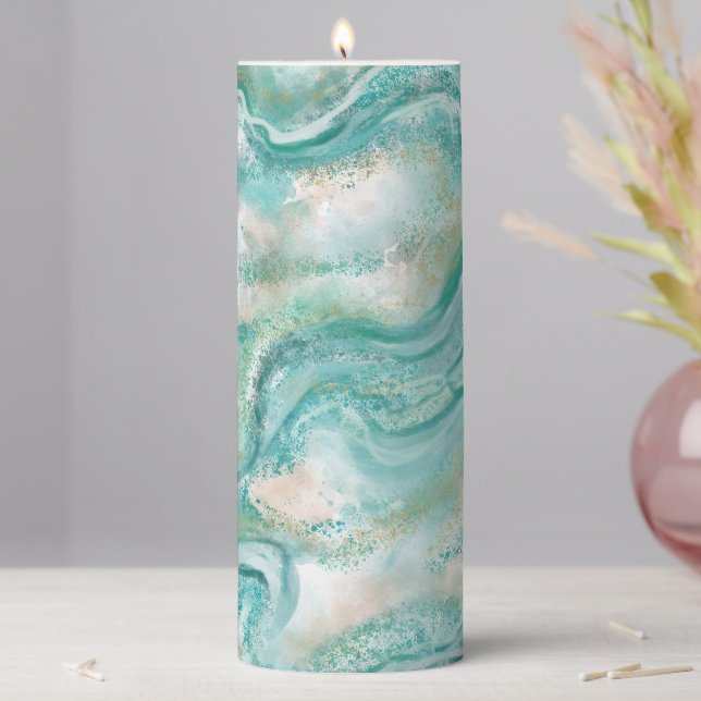 Green Marble Pillar Candle  (In Situ)