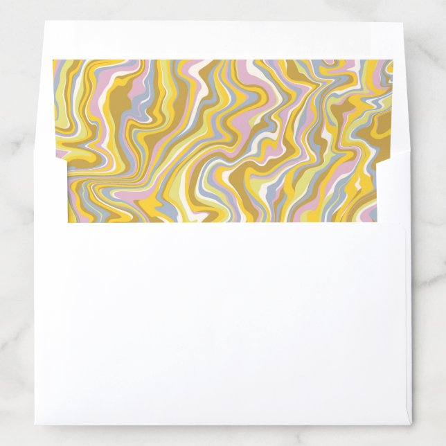 Green Marble Swirl Wavy Stripe Elegant Bridal Envelope Liner (In Envelope)