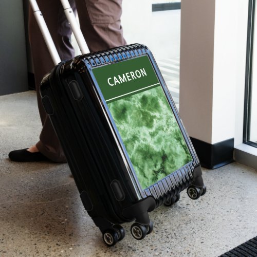 Green Marble Texture  Add Your Name Luggage