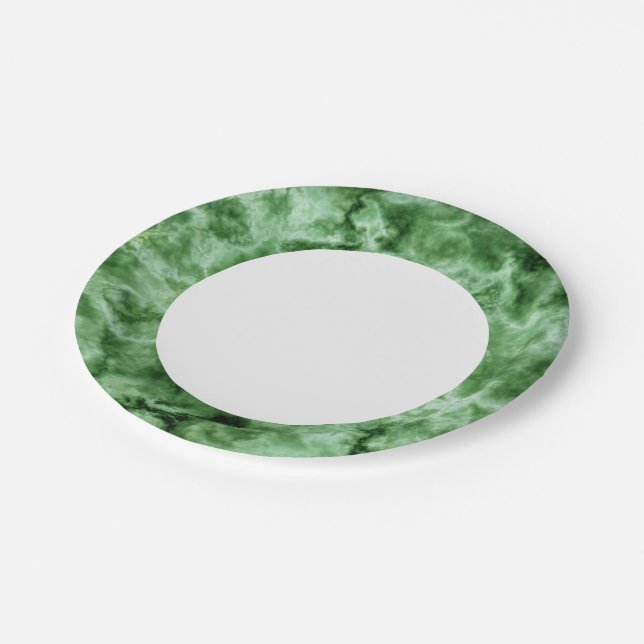 Green Marble Texture Paper Plates (Angled)