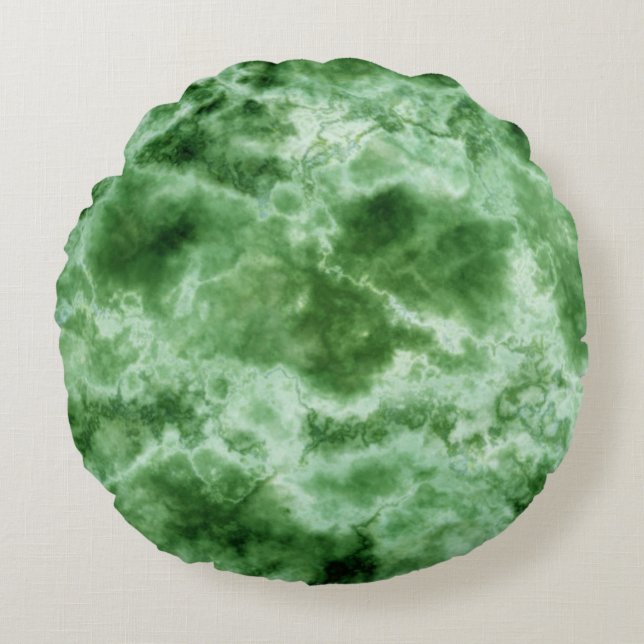 Green Marble Texture Round Pillow (Front)
