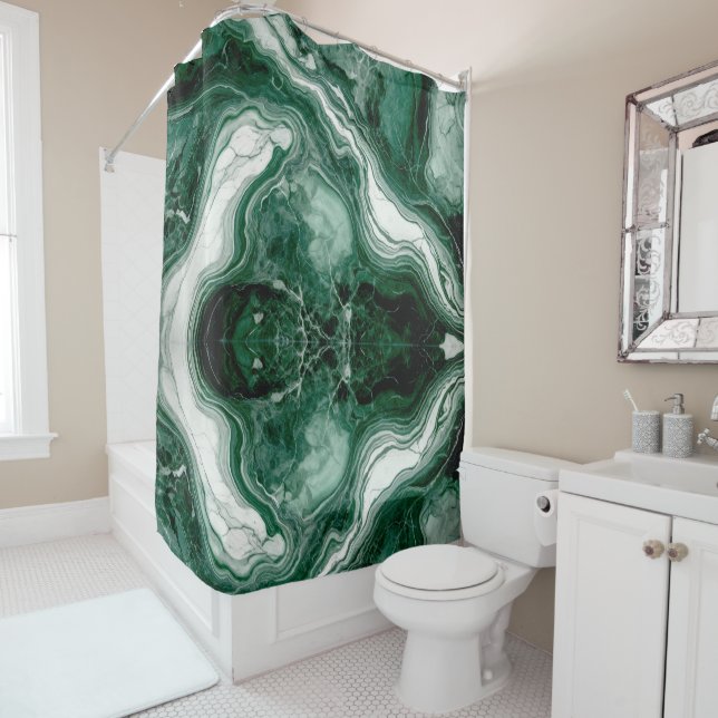 Green marble texture Shower Curtain (In Situ)