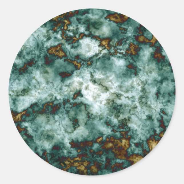 Green Marble Texture With Veins Classic Round Sticker (Front)