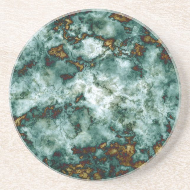 Green Marble Texture With Veins Drink Coaster (Front)
