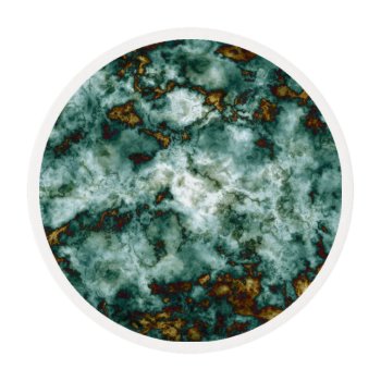 Green Marble Texture With Veins Edible Frosting Rounds by trendzilla at Zazzle