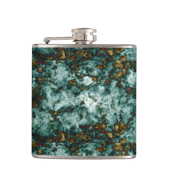 Green Marble Texture With Veins Flask (Front)