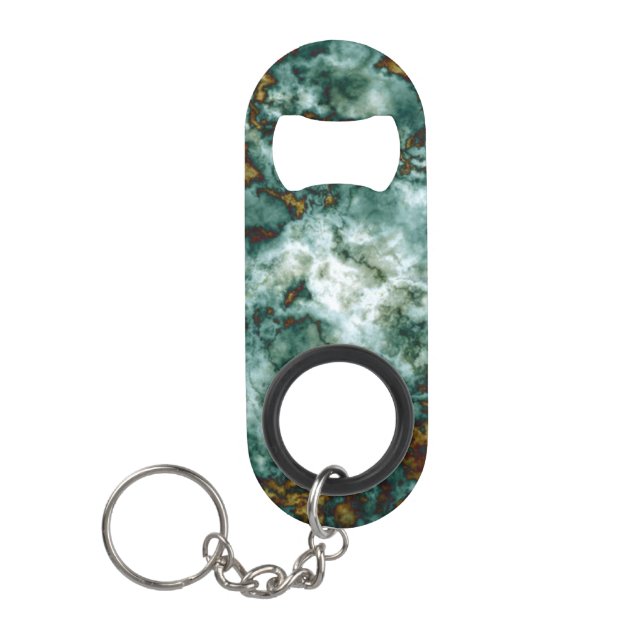 Green Marble Texture With Veins Keychain Bottle Opener (Front)