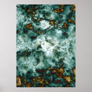 Green Marble Texture With Veins Poster