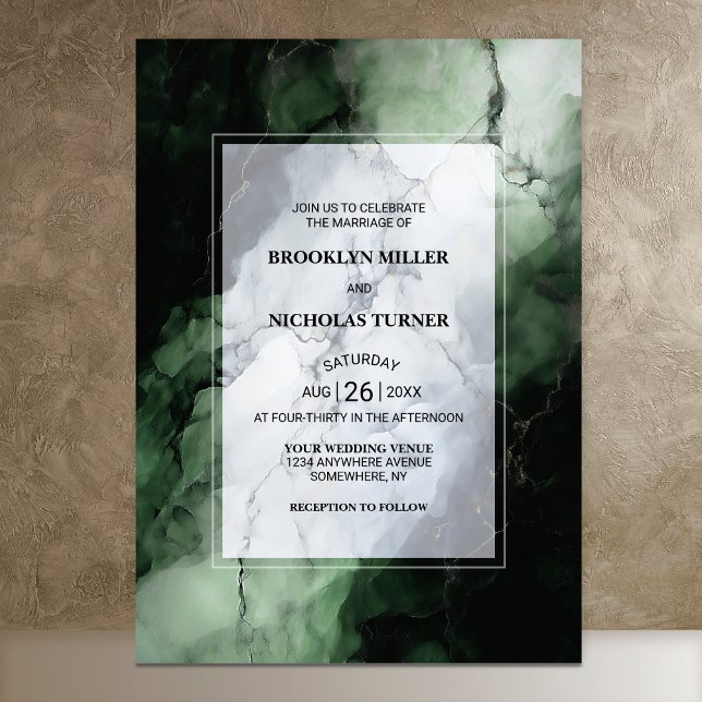 Green Marble Wedding Invitation (Creator Uploaded)