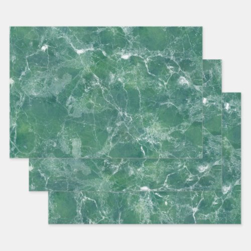 Green Marble Wrapping Paper Sheets