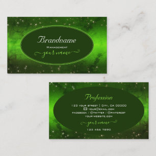Green Marbled Pattern Cute Glitter Stars Stylish Business Card