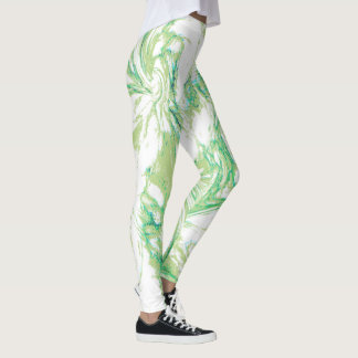 Green Marbled Swirl Leggings