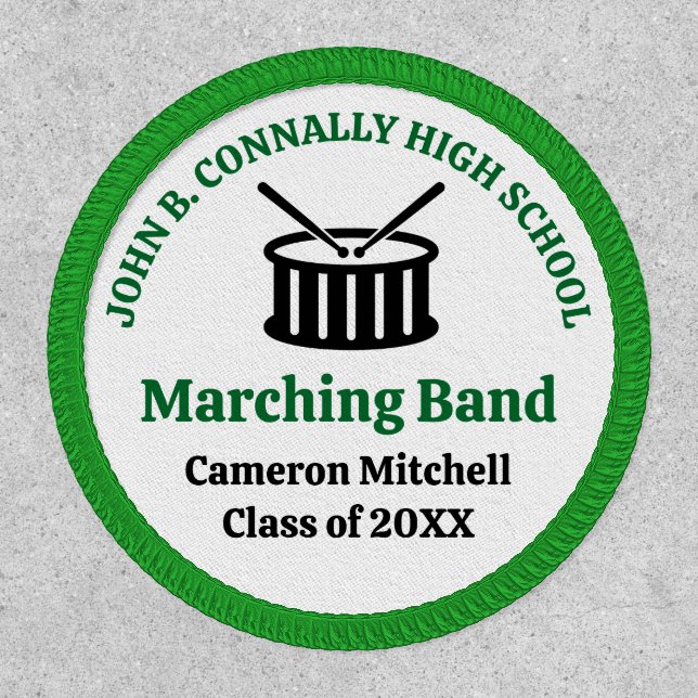 Green Marching Band Custom High School Keepsake Patch (Front)