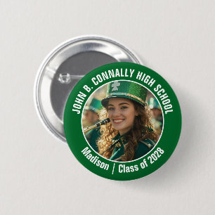 Green Marching Band Photo High School Brag Button