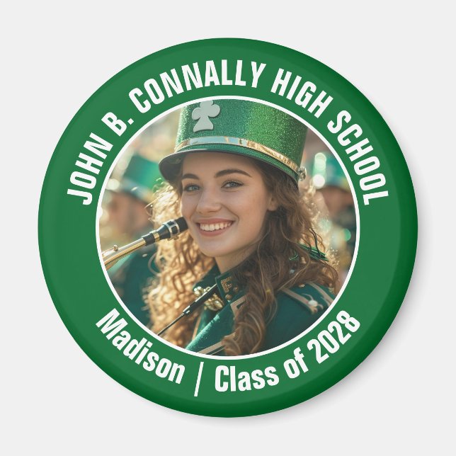 Green Marching Band Photo High School Spirit Magnet (Front)