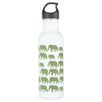 Green Marching Elephant Family Water Bottle by JoyMerrymanStore at Zazzle