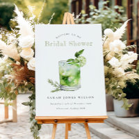 Green Margarita Cocktail Bridal Shower Welcome Foam Board