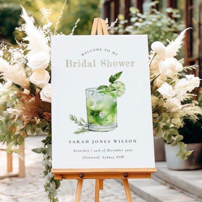 Green Margarita Cocktail Bridal Shower Welcome Foam Board (Creator Uploaded)