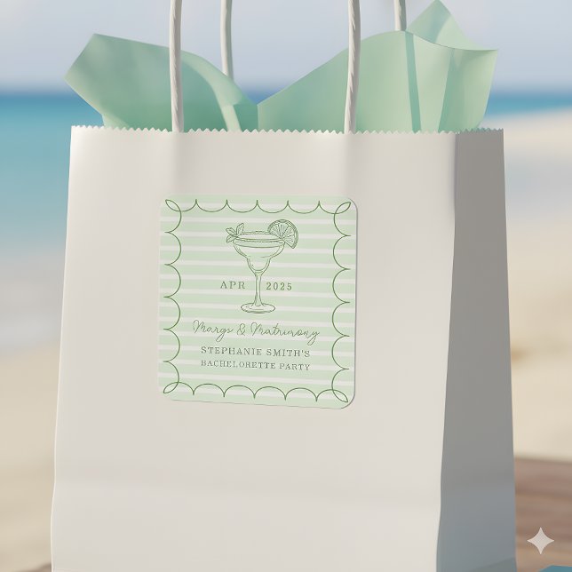 Green Margs and Matrimony Bachelorette Party  Square Sticker (Creator Uploaded)