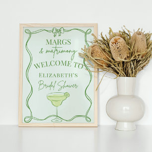Green Margs and Matrimony Bridal Shower Welcome Poster
