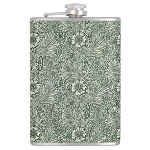 Green Marigold Elegance - Floral Flask