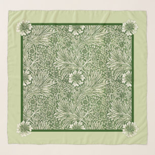 Green Marigolds William Morris floral pattern Scarf