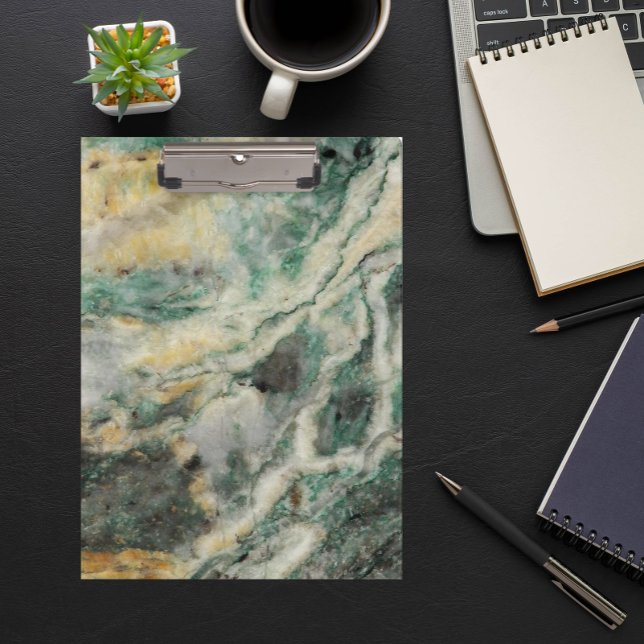 Green Mariposite Mineral Stone Pattern Clipboard (In Situ)