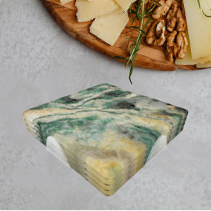 Green Mariposite Mineral Stone Pattern Coaster Set