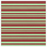 [ Thumbnail: Green & Maroon Colored Stripes/Lines Pattern Fabric ]