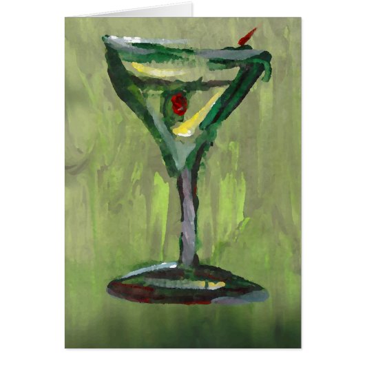 green martini abstract kitchen cocktail bar art cards (Front)