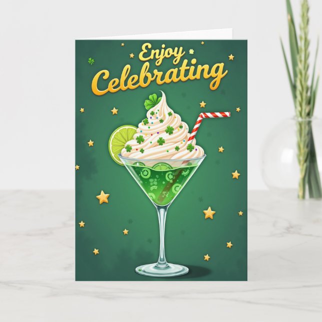 Green Martini Celebration Card (Front)