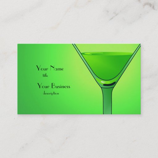 Customizable Green Martini Cocktail Business Card