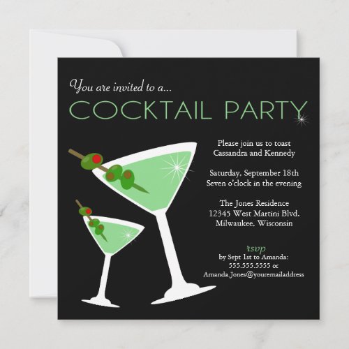 Green Martini Cocktail Party Invitation