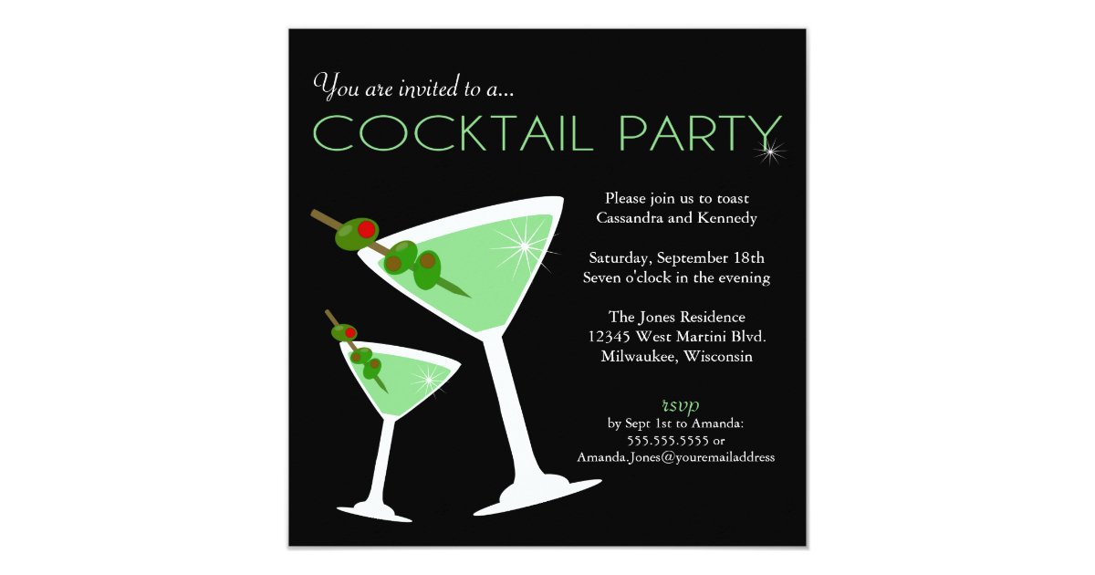 Green Martini Cocktail Party Invitation