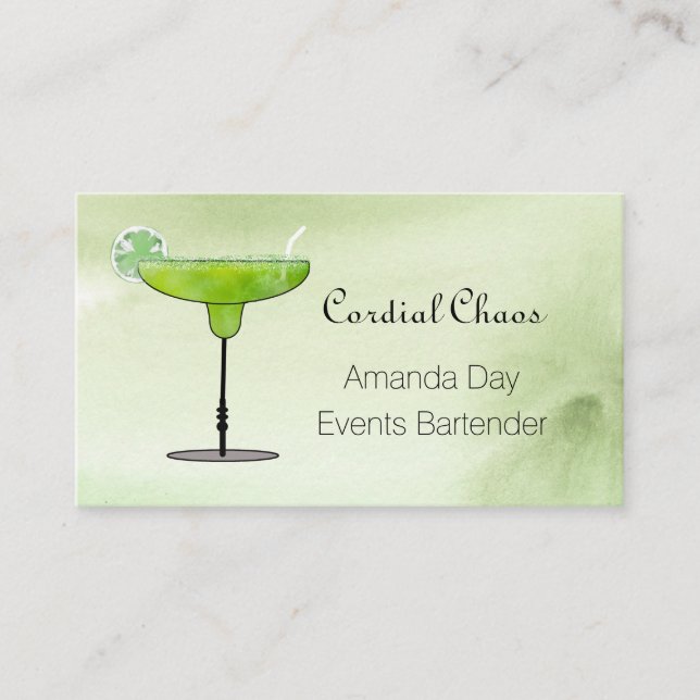 Green Martini Glass with Fruit Business Card (Front)