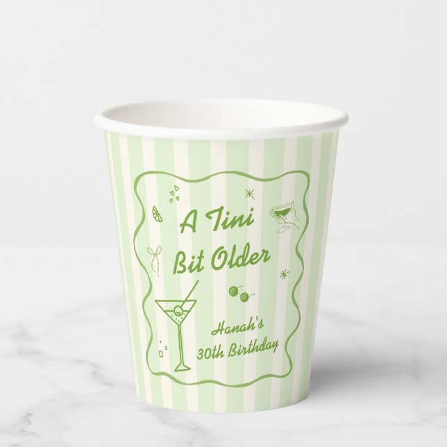 Green Martini themed Birthday Party Paper Cups (Front)