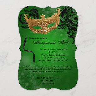 Green Masquerade Ball Mask Costume Halloween Part Invitation