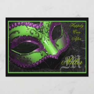 Green Masquerade Renaissance Wedding Invitation