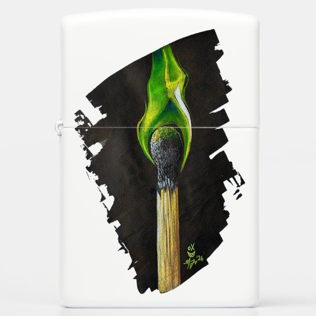 Green match zippo lighter (Front)