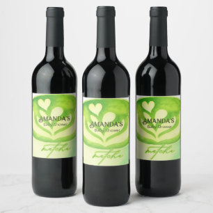 Green Matcha Cup  Baby Shower Wine Label