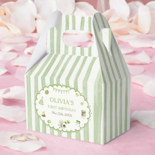 Green Matcha Stripes Birthday Favor Boxes