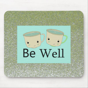Green Matcha Tea Faux Glitter Be Well Mousepad