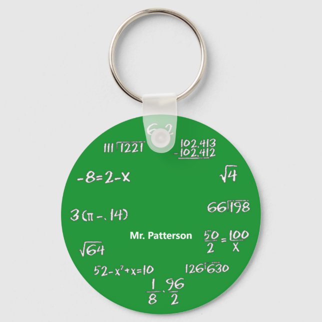 Green Math Equations Custom Keychain (Front)