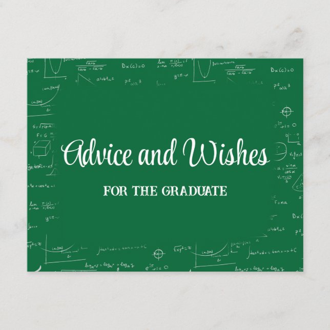 Green Math Graduation Party Advice for Graduate Enclosure Card (Front)
