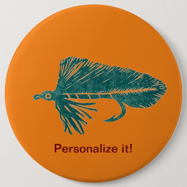 Green Matuka streamer fly fishing, fly tying art Button (Front)