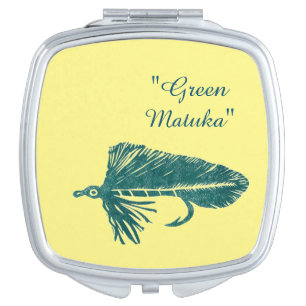 Green matuka streamer fly fishing, fly tying, art compact mirror